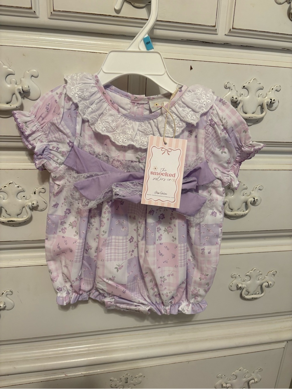 The Smocked Sisters Co. Lavender Patchwork Baby Bubble
